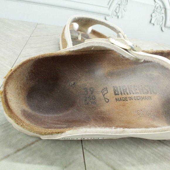 Birkenstock Birko Flor Gizeh White Leather Thong Sandals Size US 8 - Picture 7 of 9